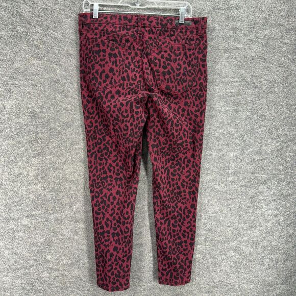 Social Standard Jeans Women 12 Pink Animal Print Denim Dark Wash Ankle Skinny - Picture 2 of 8